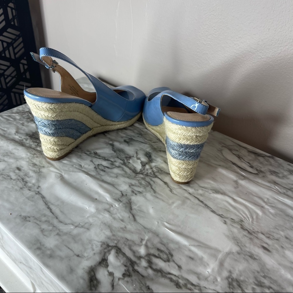 Marc Fisher Espadrille Wedge Sandals Blue Size 7 Read - Picture 15 of 16
